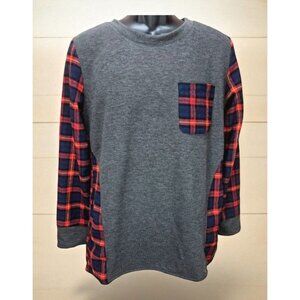 Etwo‎ Womens Gray Plaid Long-Sleeve Blouse Top Small